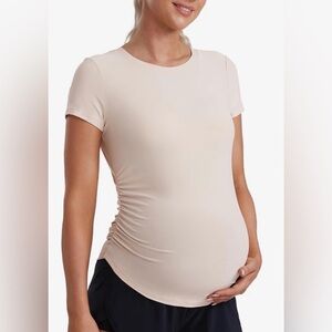 CRZ YOGA Cloudweight Maternity Side Ruched T-Shirt, White Opal, sz M